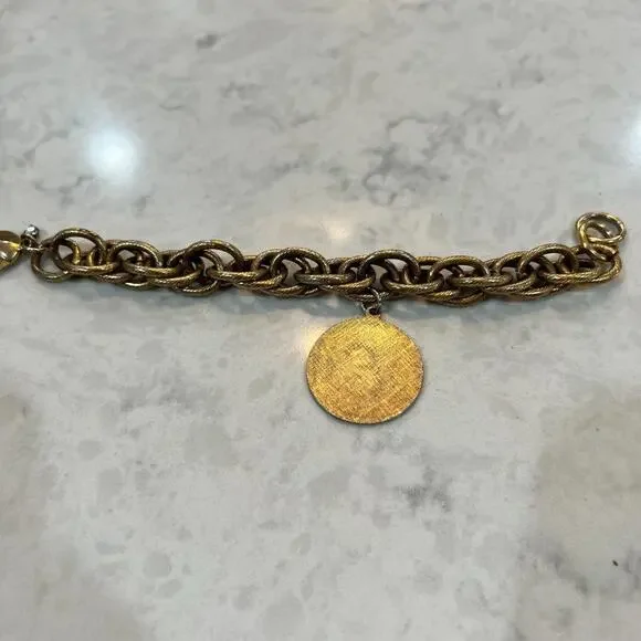 Maximal Art, gold tone link bracelet with medallion - Picture 6 of 6